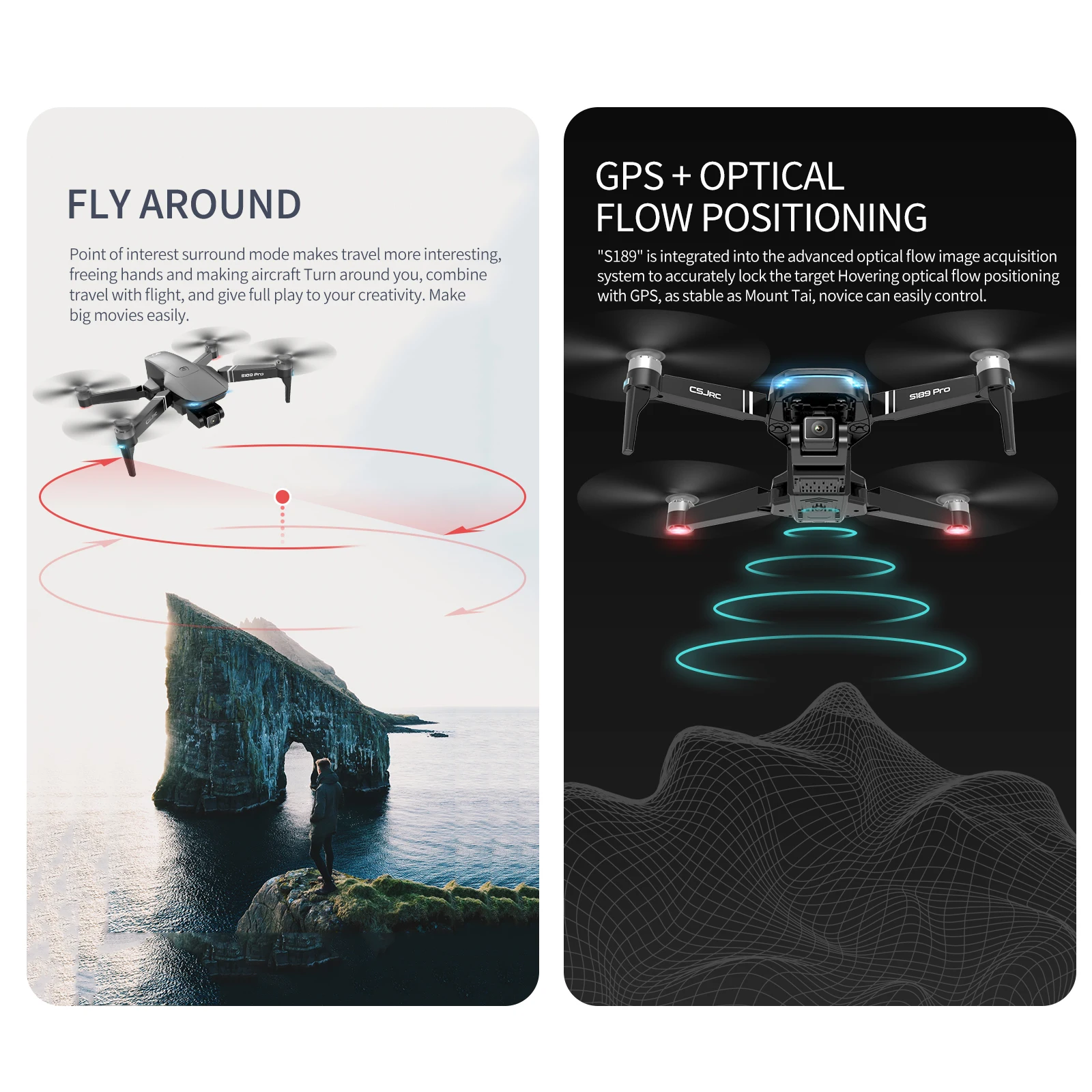

S189 Drone 4K Professional GPS Quadcopter With Camera HD 5G Follow Me Low Power Return RC FPV Drone GPS Optical Flow Positioning
