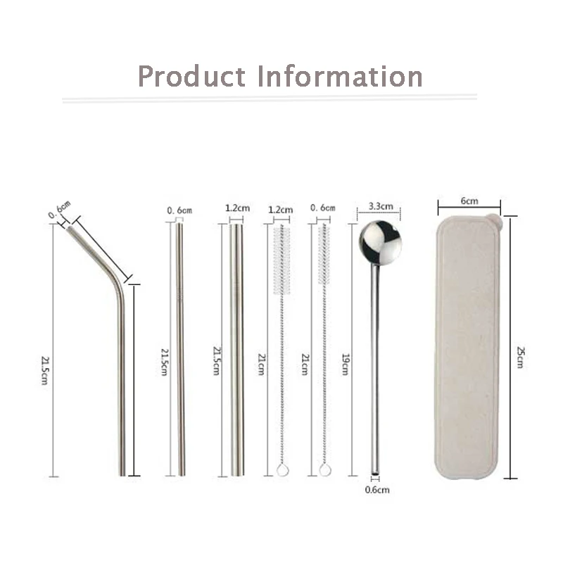 Многоразовые металлические трубочки для питья из нержавеющей стали прочная