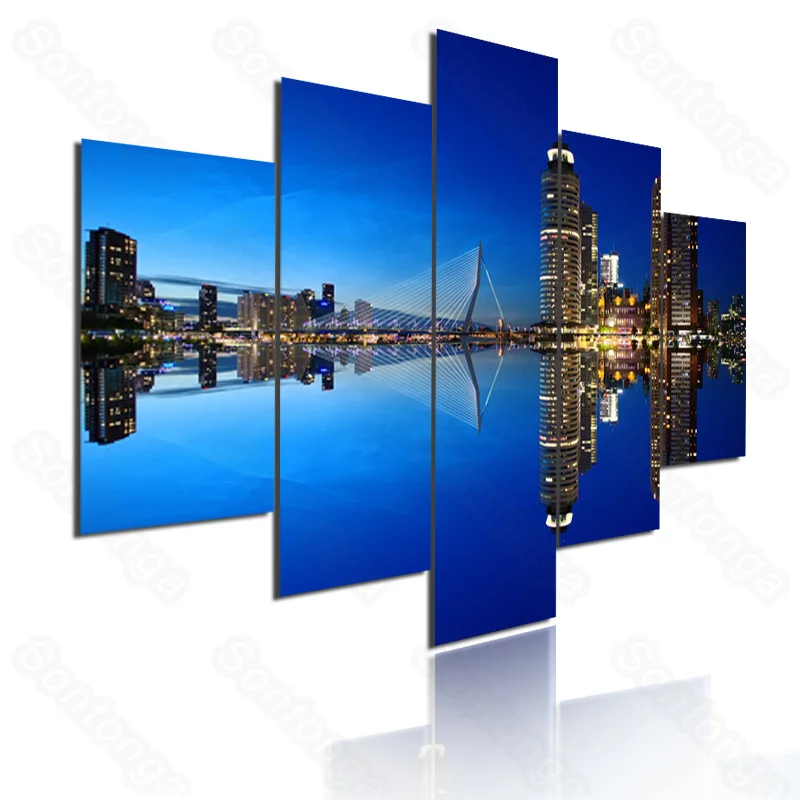 

Night Summer City Seaside Far Shot Simple Style Modern Home Decoration Art Poster Decoration Painting Porch Living Room