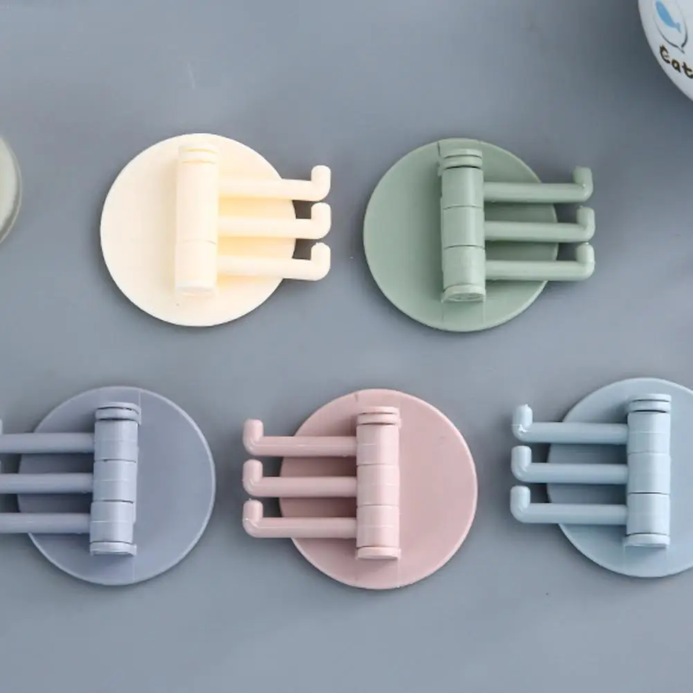 

1Pcs Rotatable Seamless Adhesive Hook Strong Bearing Stick Hook Kitchen Wall Hanger Bathroom Kitchen supplies Hooks