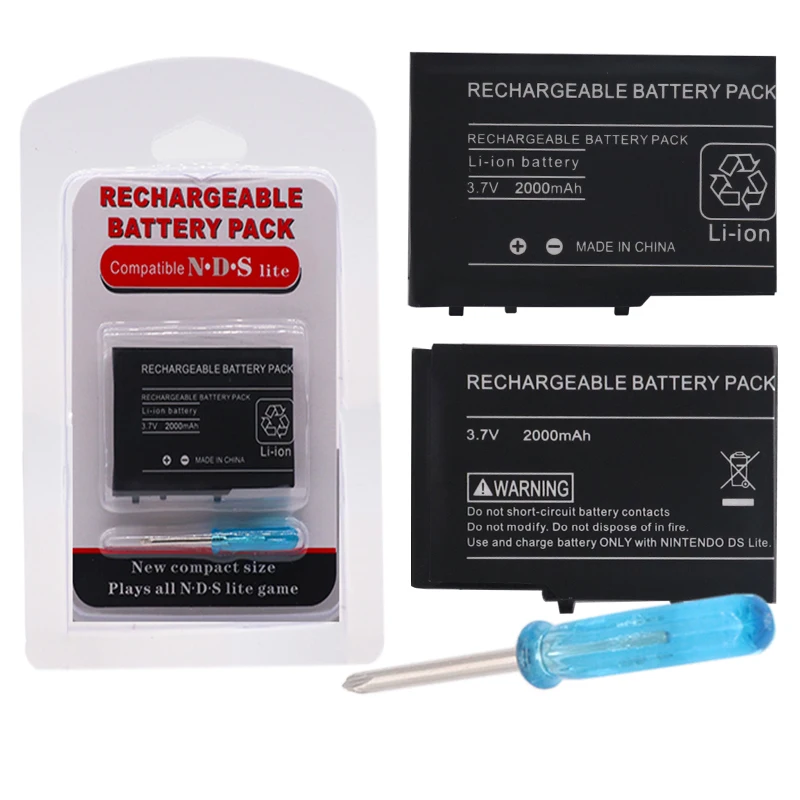 2pcs2000mAh 3 7 V литий ионный аккумулятор + набор инструментов для Nintendo DSL NDS Lite|Батареи| |