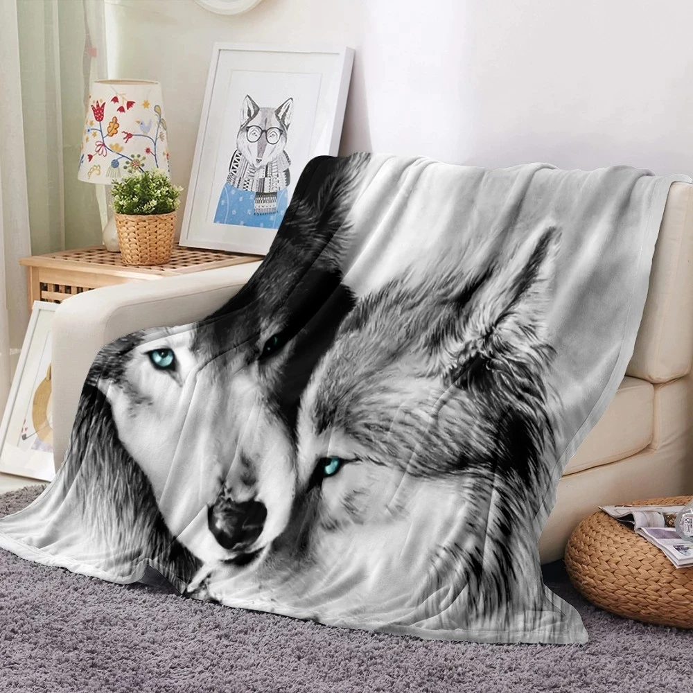 

Весенне-зимнее одеяло Wolf, подарок для девочек и мальчиков, подростковое одеяло с 3D рисунком, мягкое фланелевое одеяло, декоративное постель...