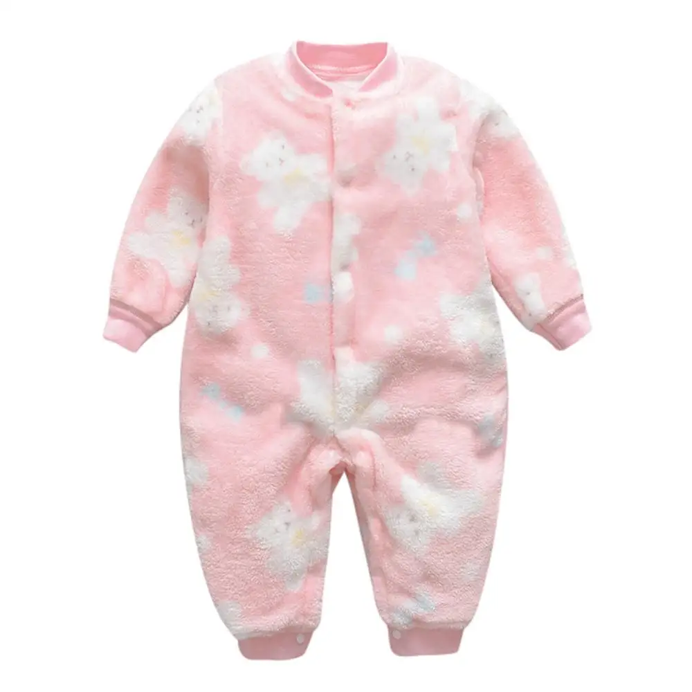 Pink Осень Зима Детские Rompertjes Dragen Pasgeboren Детские Коралловый Флис Merk комбинезон Meisjes Baby Jongens комбинезон Waggel Kleding 10 - Цвет: Pink