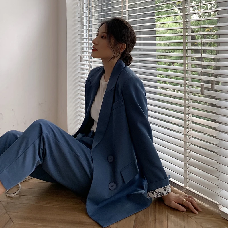 Женский офисный костюм с блейзером подиумный Униформа со штанами из 2 предметов