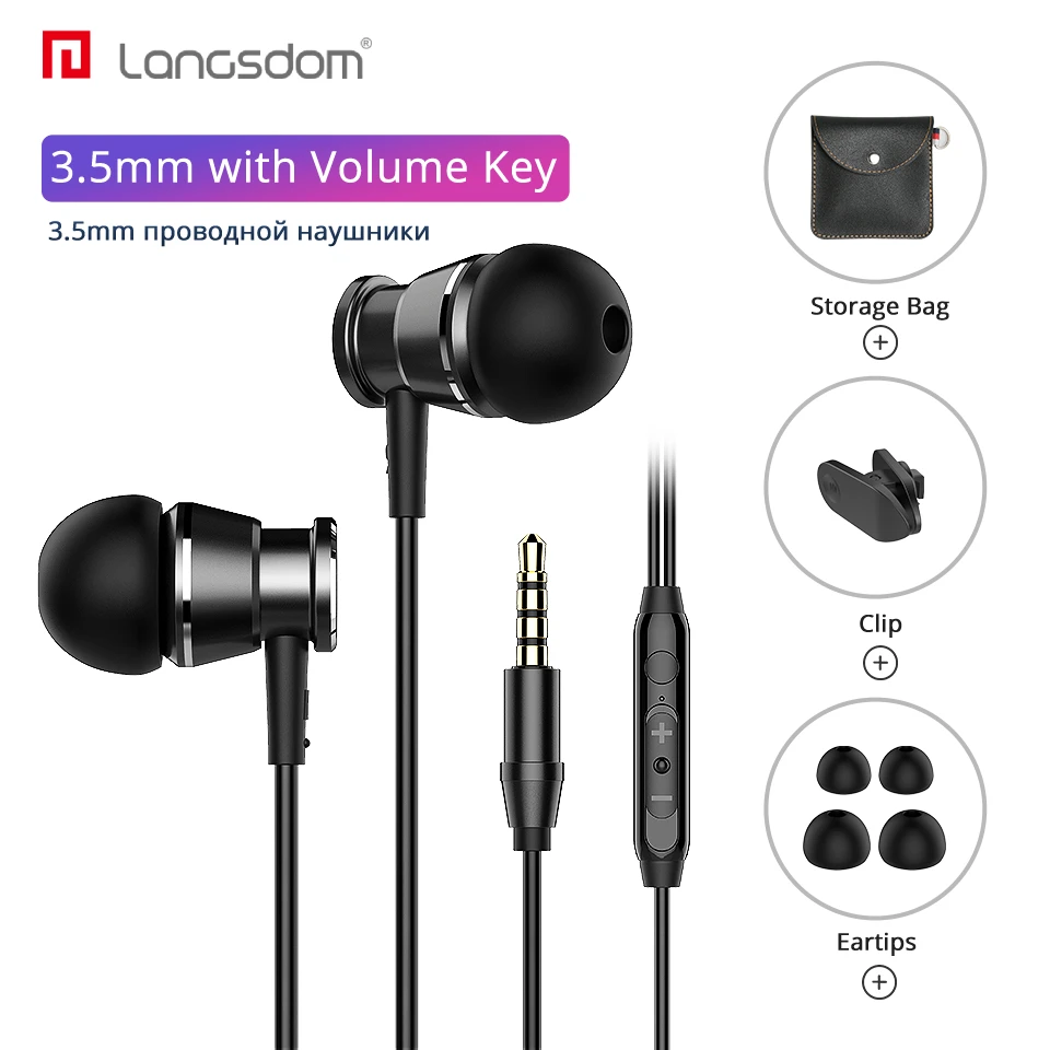 

Langsdom M305 Wired Earphone in-ear Stereo Hifi Gaming Headset with Microphone Headphones Wired for phone fone de ouvido 3.5mm