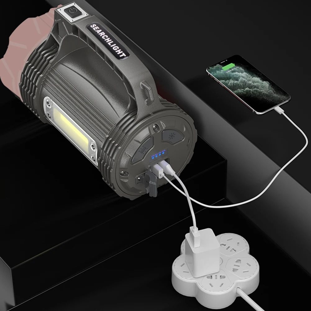 

XHP90+COB LED Flashlight 2500LM 9600mAh Spotlights USB Rechargeable Searchlight Emergency Hunting Warning Lamp Torch