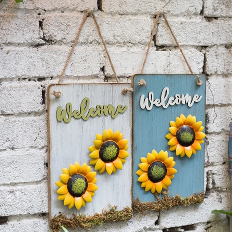 

Creative European Style Iron Mural Creative Garden Living Room Wall Decoration Sunflower Door Wall Hanging