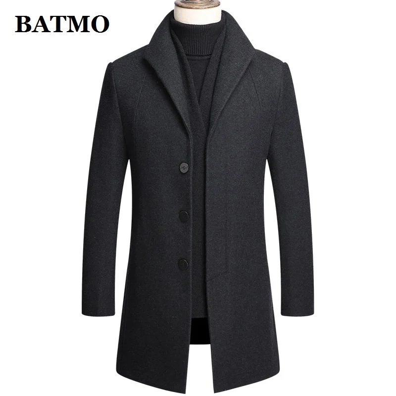 BATMO 2020 Новое поступление Зимний толстый шерстяной Тренч для мужчин мужские