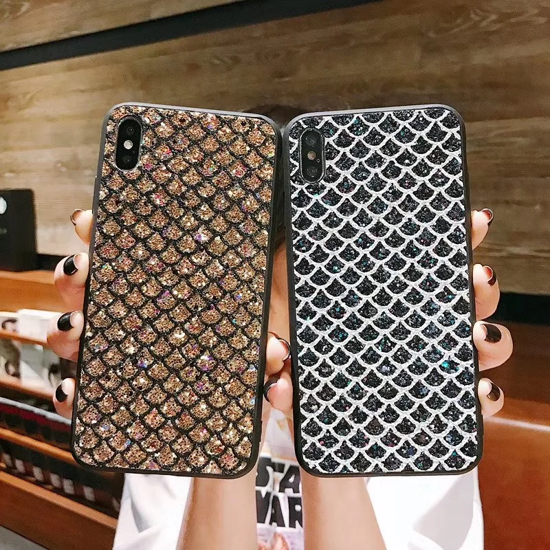 Блестящий блестящий чехол в виде чешуи русалки для iPhone XS MAX XR X Роскошный 7 6 6S 8 Plus