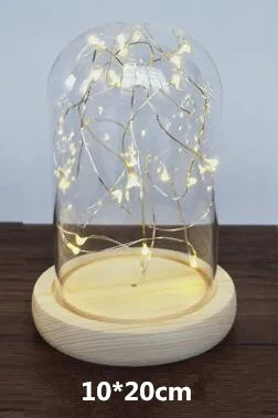 H20cm wire log base Диаметр = 10 см стеклянный купол деревянная основа с Lumious Wrie домашнее украшение креативный стеклянный купол Подарочное свадебное украшение - Цвет: H20cm wire log base