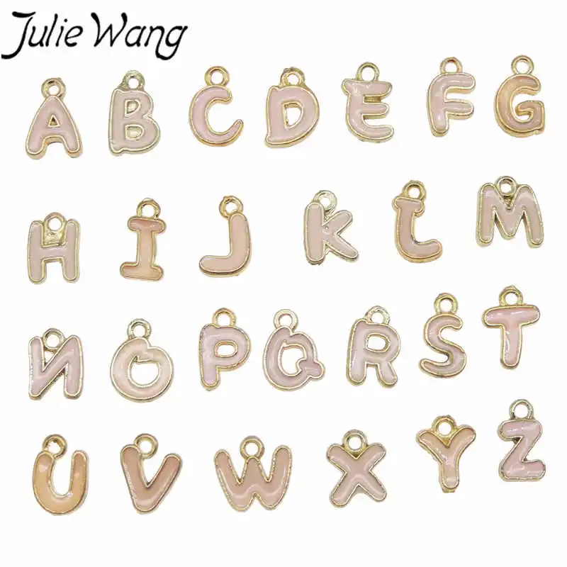 Julie Wang эмаль A-Z буквы амулеты сплав Английский алфавит двухстороннее ожерелье