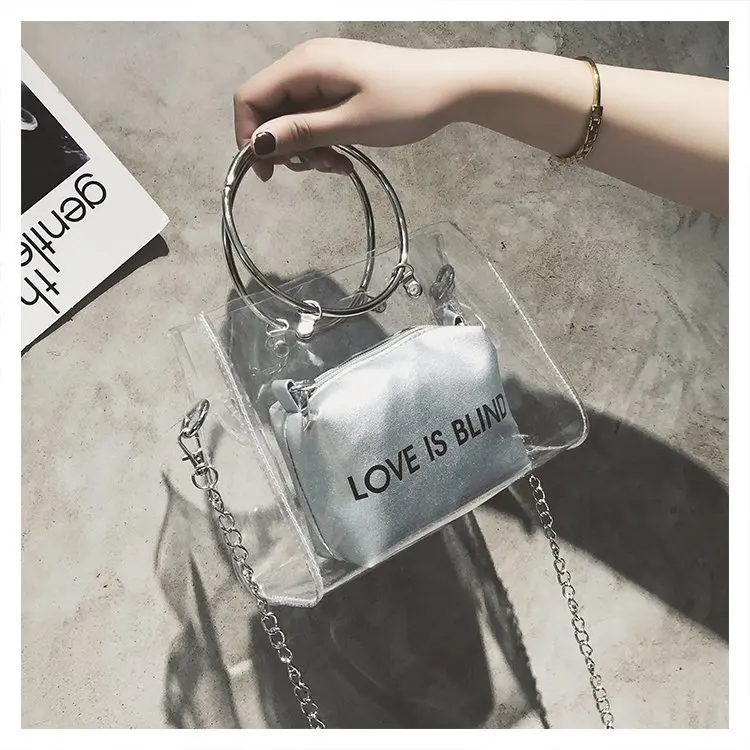 

2019 new JIULIN high quality laser transparent Korean version of simple jelly shoulder women bags women handbag