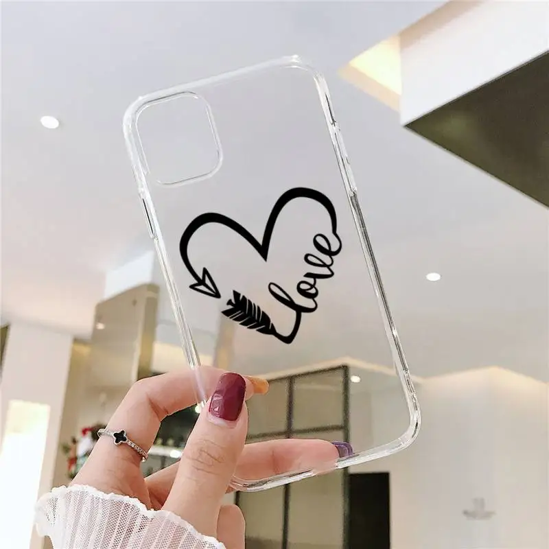

Simple Lines Love Heart Phone Cases Transparent soft For iphone 5 5s 5c se 6 6s 7 8 11 12 plus mini x xs xr pro max