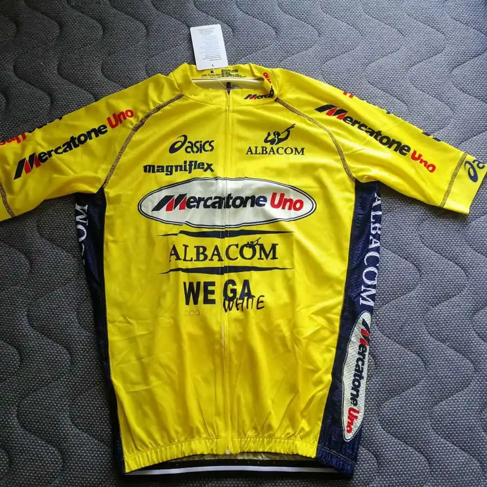 Желтая итальянская велосипедная Футболка Marco Pantani с лазерным вырезом летняя