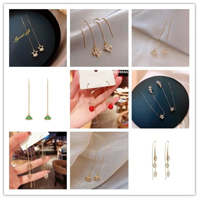 Модные длинные висячие серьги в форме листа звезды для женщин элегантные