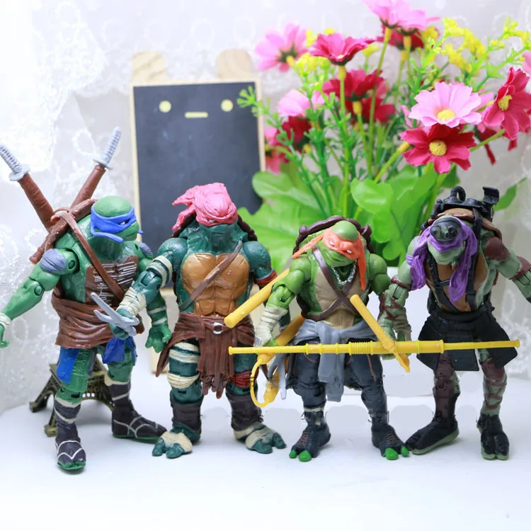 4 шарнира подвижные Черепашки Ниндзя ручной работы аниме ручной работы куклы пластиковые статуэтки украшения - Цвет: Цвет: желтый