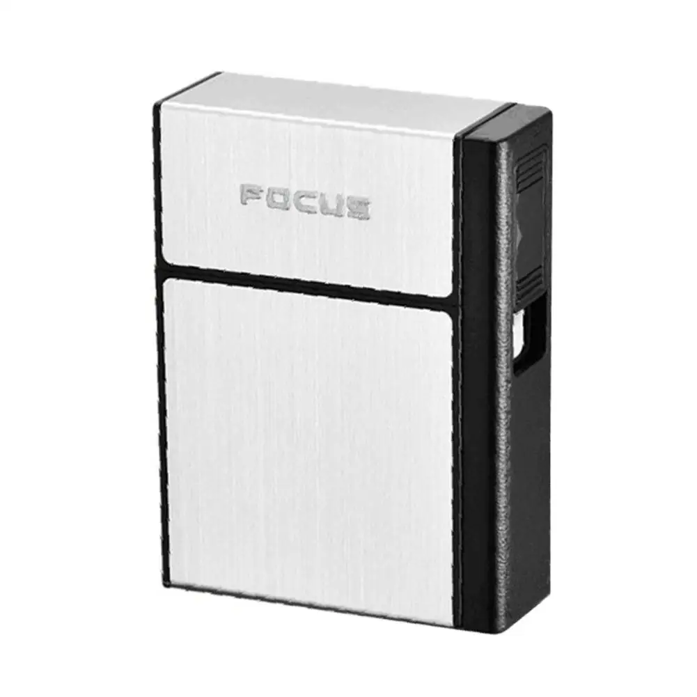 Silver 20-pack металлический чехол для сигарет USB Заряженная Электронная зажигалка креативная коробка для сигарет держатель для сигарет - Цвет: Silver