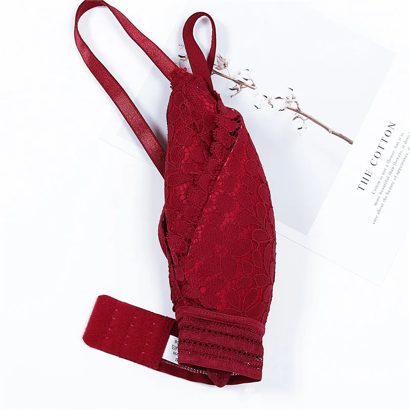 Женское кружевное нижнее белье, винный красный/белый/черный цвет, бюстгальтер, элегантный женский бюстгальтер, сексуальное нижнее белье, без косточек, пуш-ап бюстгальтеры