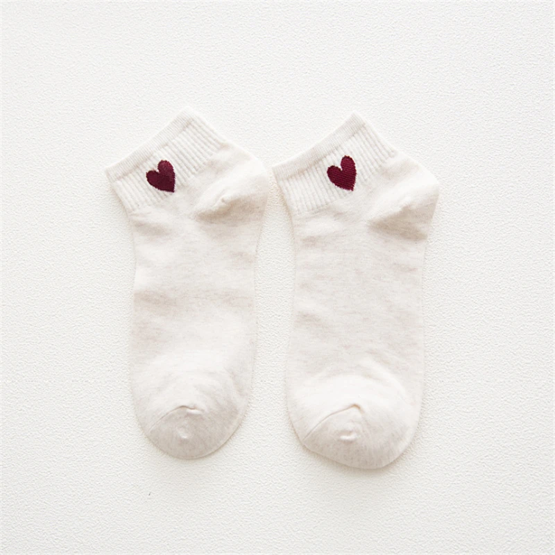 Fashion Korean Japanese Harajuku Cute Cotton Socks Women Solid Color Love Heart Short Sock For Ladies Funny Girl Ankle Sock New