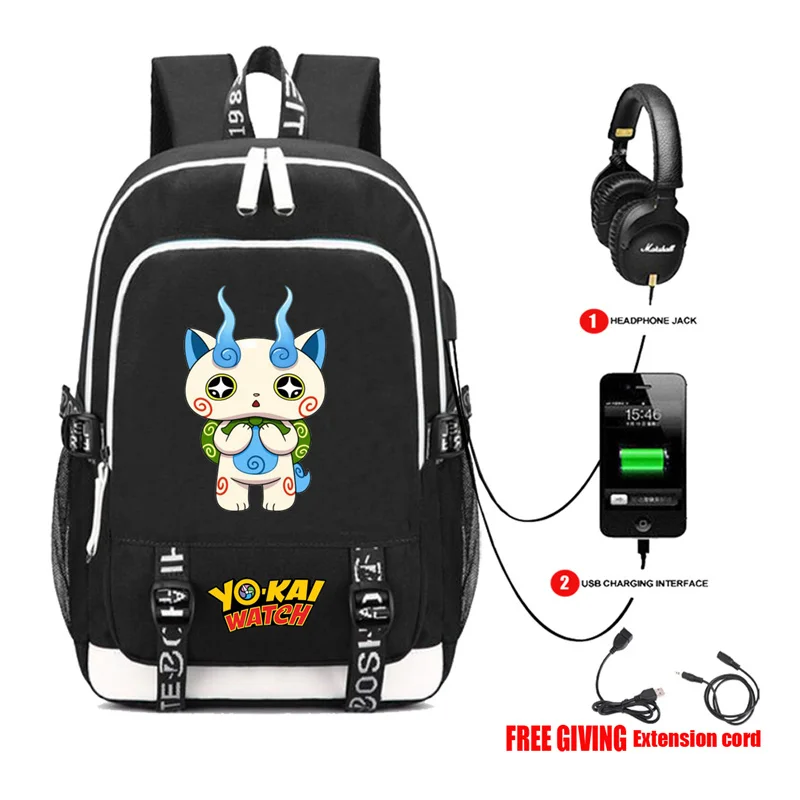 USB charging teenagers Men women's multifunction backpack Laptop bag Student book Bags for anime Youkai Watch 8 style | Багаж и сумки