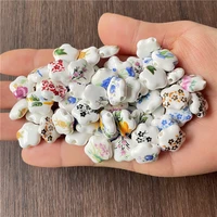 15pcs all kinds of flower shaped logo ceramic spacer beads diy bracelets necklaces jewelry crafts making