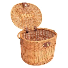 Многофункциональная плетеная покрытая портативная корзина для покупок зеленая ротанговая передняя корзина