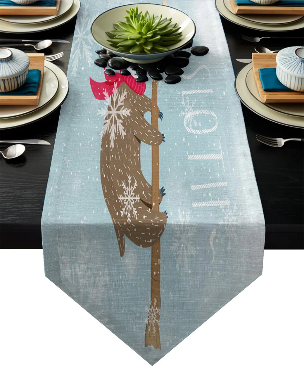 Ленивец подвесной ствол дерева Снежная настольная дорожка Настольная скатерть с