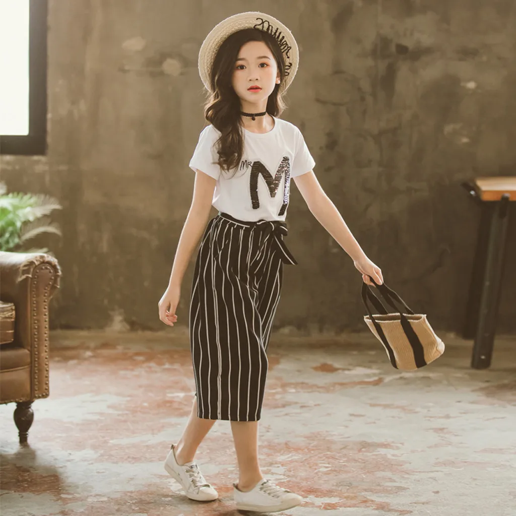 Футболка с коротким рукавом и блестками для девочек-подростков | Мать ребенок