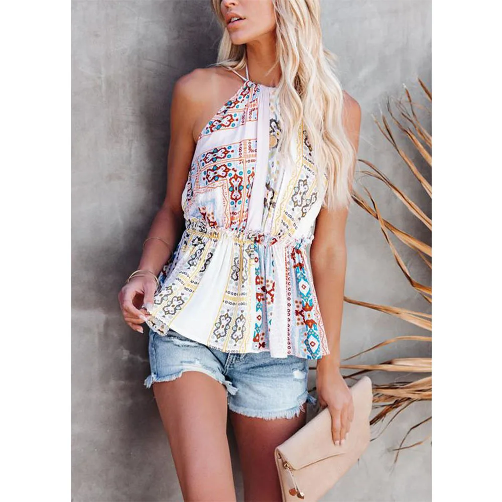 

Mandylandy Spaghetti Strap Camis Women's Sexy Lace-up Sleeveless Top Summer Fashion Backless Halter Slim Fit Vest Top
