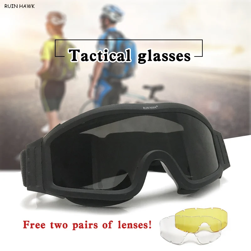 

Safety Glasses Army Military Sunglasses Shooting Airsoft Combat Glasses 3 Interchangeable Anti-Fog Windproof Tactical Goggles