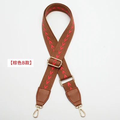 brown A design 3,8 см широкий Модный ремешок с вышивкой стрелы V хлопковая холщевая ткань Сделай Сам сумка на одно плечо ручка ремня 88~ 140 см регулируемая - Цвет: brown A design