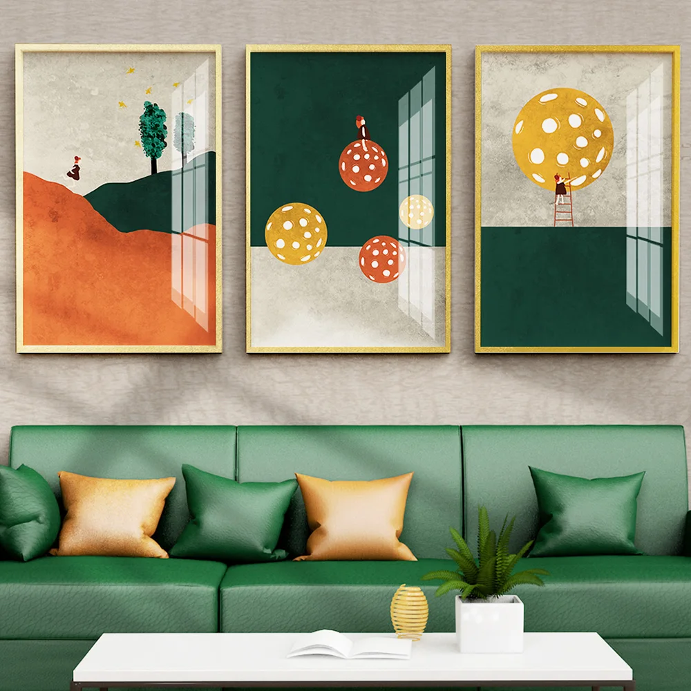 

Абстрактная Гора дерево девушка Луна настенное Искусство Современная Картина на холсте скандинавские плакаты и принты настенные картины д...