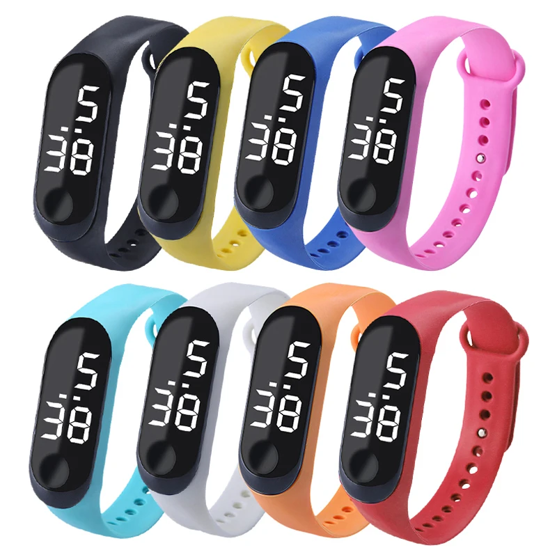 Мужские и женские повседневные спортивные часы с браслетом белые светодиодные