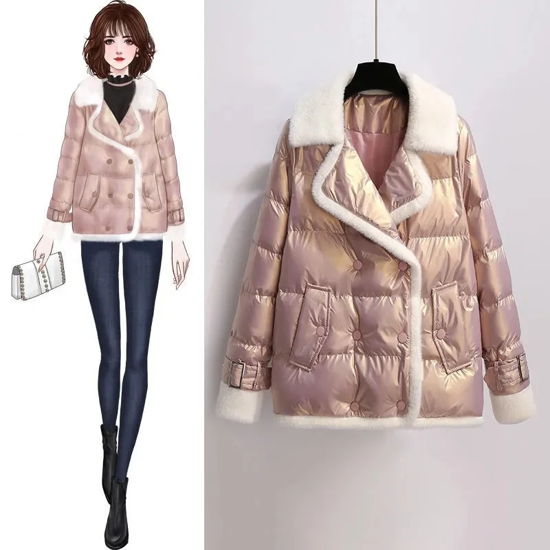 

Plus Size Women's Slim Short Winter 2021 New Style Korean Padded Cotton Elegant Temperament Lady Coat Stitching Fashion