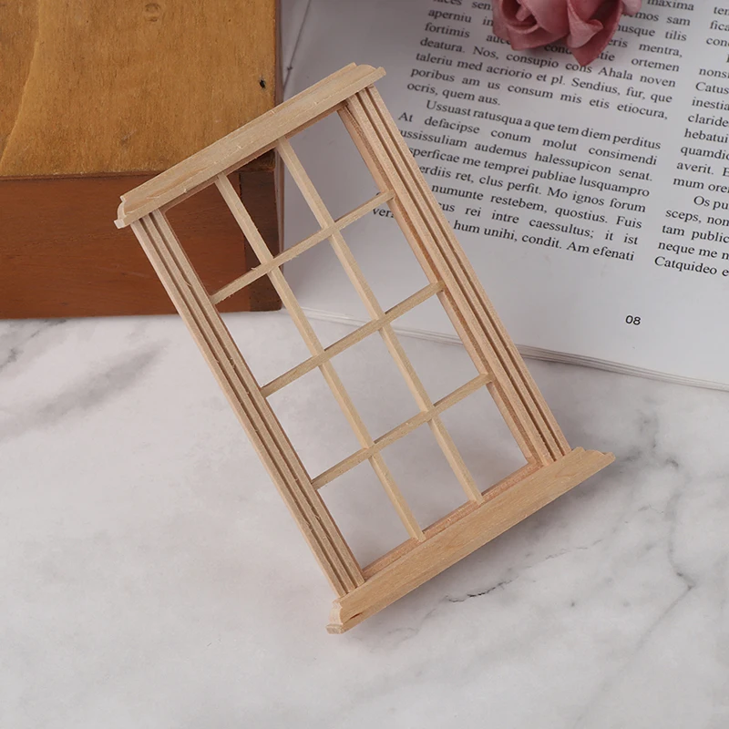 

1:12 Dollhouse 12-pane Wooden Window Frame Miniature Doll House for Baby Kids Diy Toys