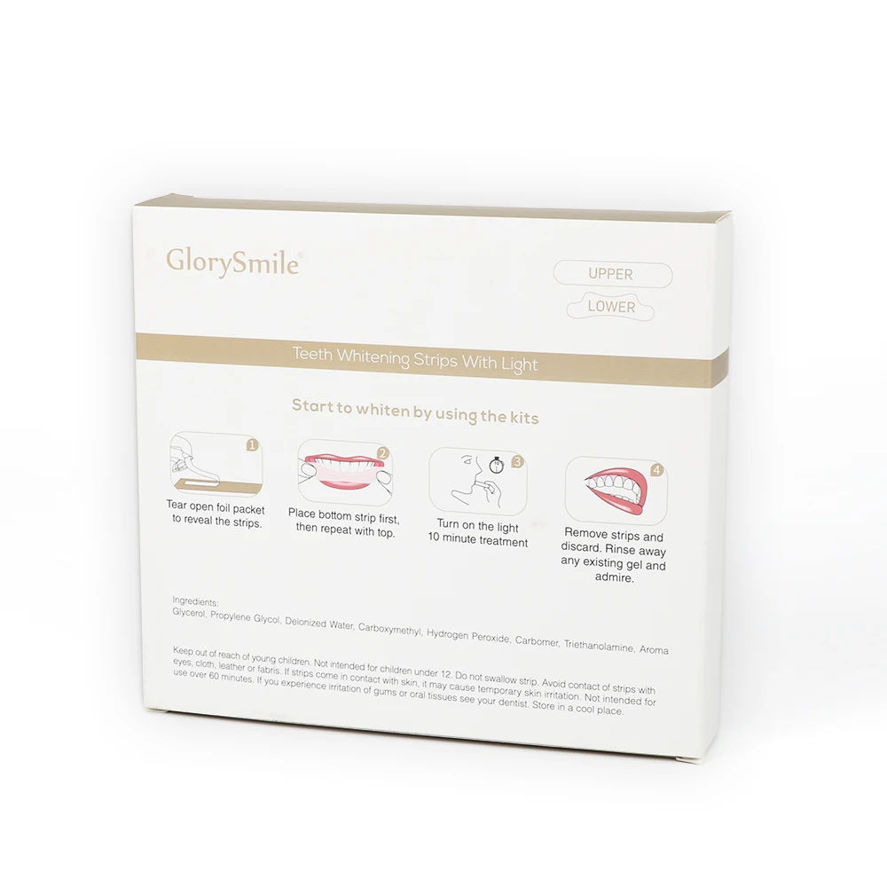 

GlorySmile FDA CE Registered Advanced Non Peroxide/6%HP Teeth Whitening dry Strips