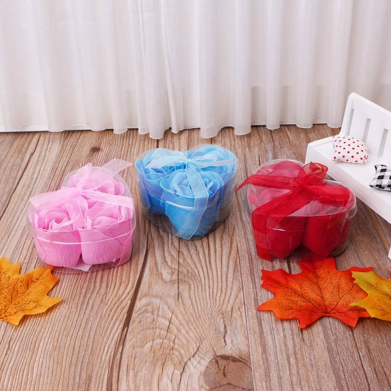 3 шт./компл. ароматизированное мыло для ванны с лепестками роз + коробка в форме