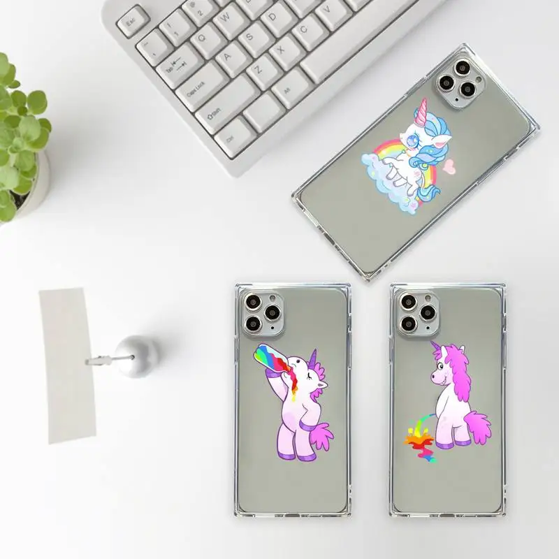 

Cute cartoon animal unicorn Phone Case Transparent for iPhone 7 8 11 12 se 2020 mini pro X XS XR MAX Plus