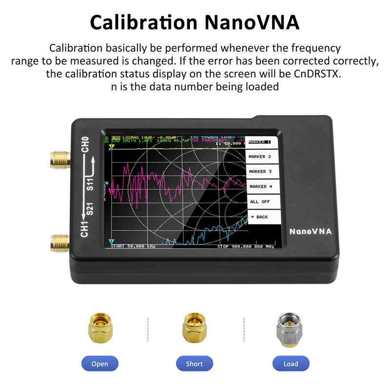 Анализатор сети Nanovna 4 дюйма ЖК-дисплей 50 кгц-1.5 ГГц Vna Hf Vhf Uhf Uv Векторный анализатор