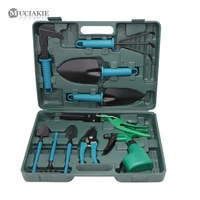 muciakie garden tool sets 10pcs hand tool with trowel pruner rake shovel grass shear spray bottle with storage case