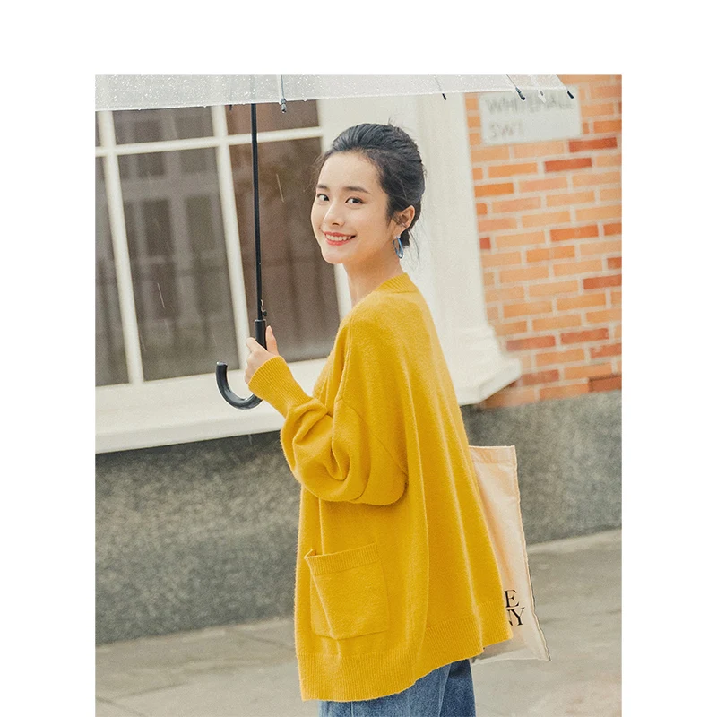 INMAN весенний осенний Молодежный литературный стиль трикотажный v-образный вырез