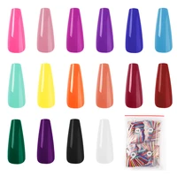 640pcsopp 16colors mix color false nails tip coffin tips long full cover nails manicure 10 size acrylic press on nail diy