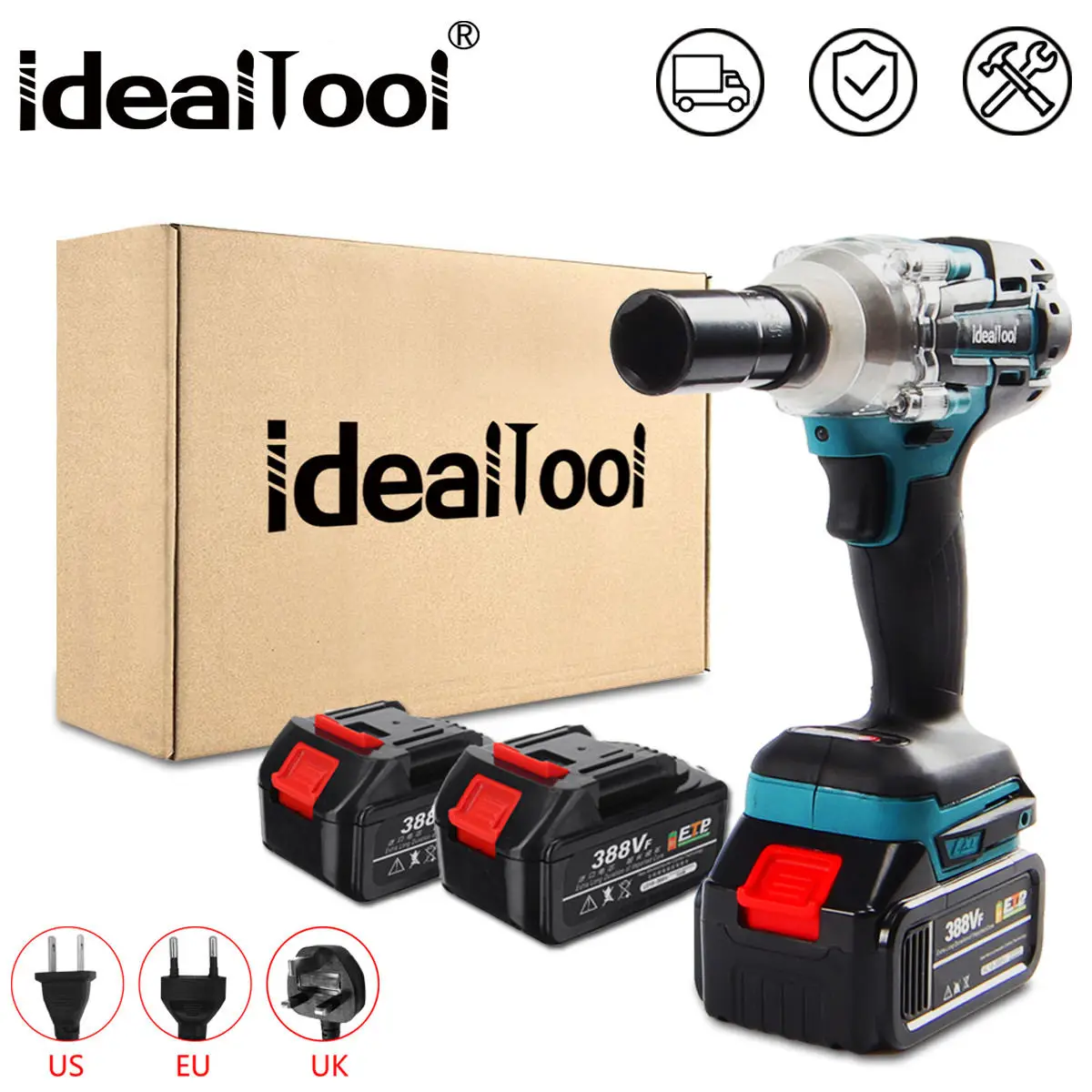 18V Brushless Cordless Electric Impact Wrench 1/2 inch 15000mAh Li-ion Battery Hand Drill Power Tool For Makita 18V Battery 