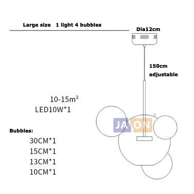L size 1light 4ball LED Постмодерн Нордик Железные Стеклянные пузыри дизайнерские Люстра. люстры светодиодный свет светодиодный светильник для столовой фойе - Цвет абажура: L size 1light 4ball