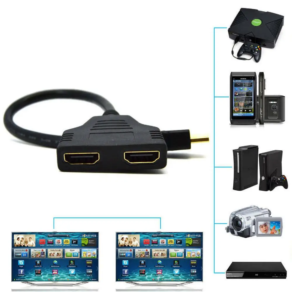 HDMI сплиттер BEESCLOVER 1080P переходник типа Папа-мама HDTV 1 вход 2 выхода порта