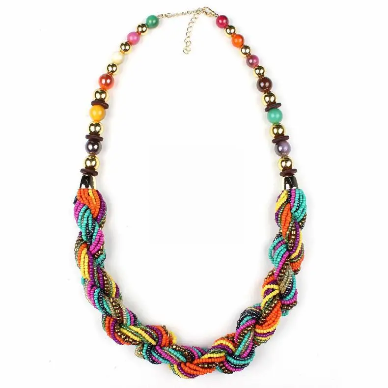 

Bohemian Choker Necklace Handmade Small Bead Manual Winding Necklaces Women Fashion Collar Ethnic Boho Jewelry