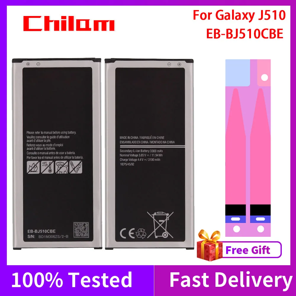 

100% Original Phone Battery EB-BJ510CBE EB-BJ510CBC For Samsung Galaxy J510 J510F J510G J510Y J510M 3100mAh Replacement Battery