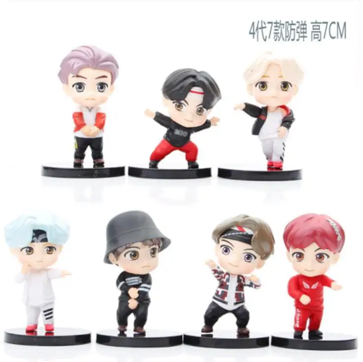 

HOT 7pcs/lot TINY TAN Action Figure Bangtan Boys pets Toys Group Model KPOP Star TOP Funs A.R.M.Y PVC Birthday Gifts