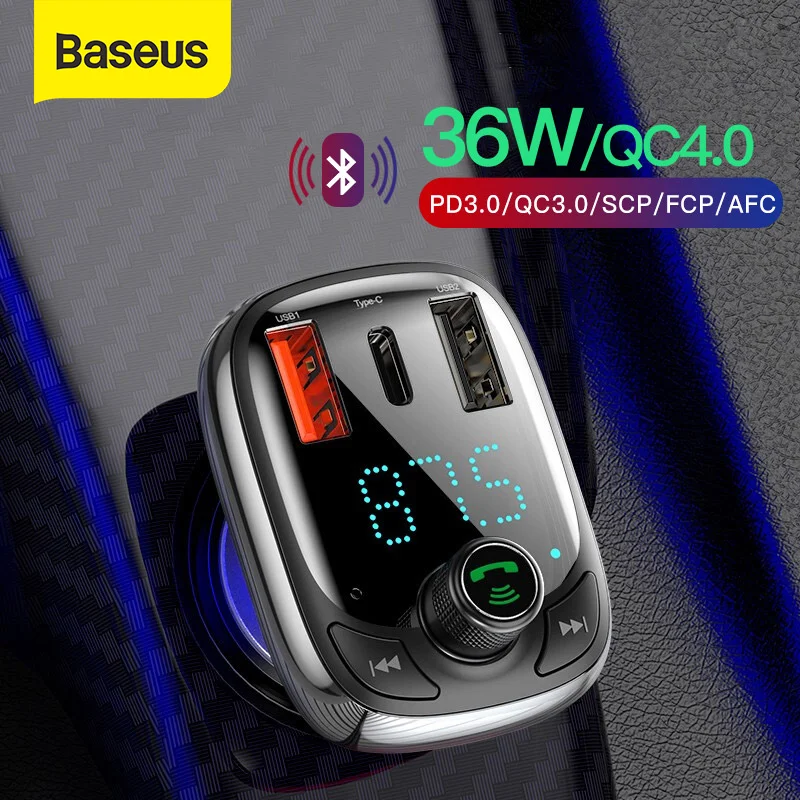 

Автомобильное зарядное устройство Baseus с FM-трансмиттером, Bluetooth 5,0, mp3-плеером, FM-модулятором, быстрой зарядкой 4,0 PD 3,0, USB-зарядкой, автомобильн...