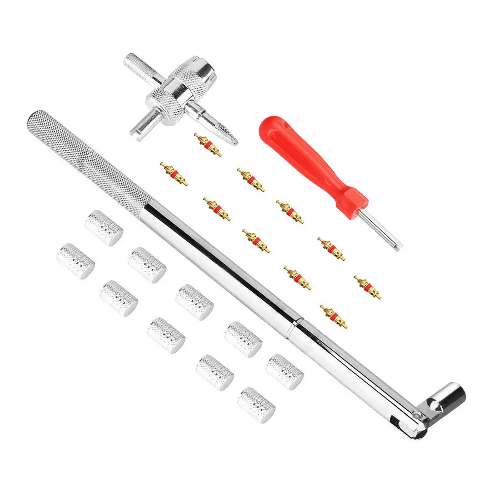 

23PC Valve Stem Puller Tool Tire Plug Core Remover Repair Tool Tires Stem Caps Car Tire Hub Valve Replacement Tool